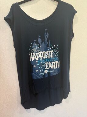 Disneyland 65th Anniversary Navy Blue Top Size Small Retro Happiest Place